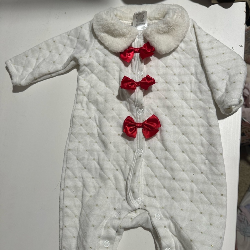 White and Red Bow Footed Outfit